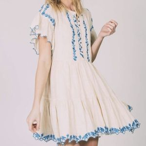 New Free People embroidered dress M